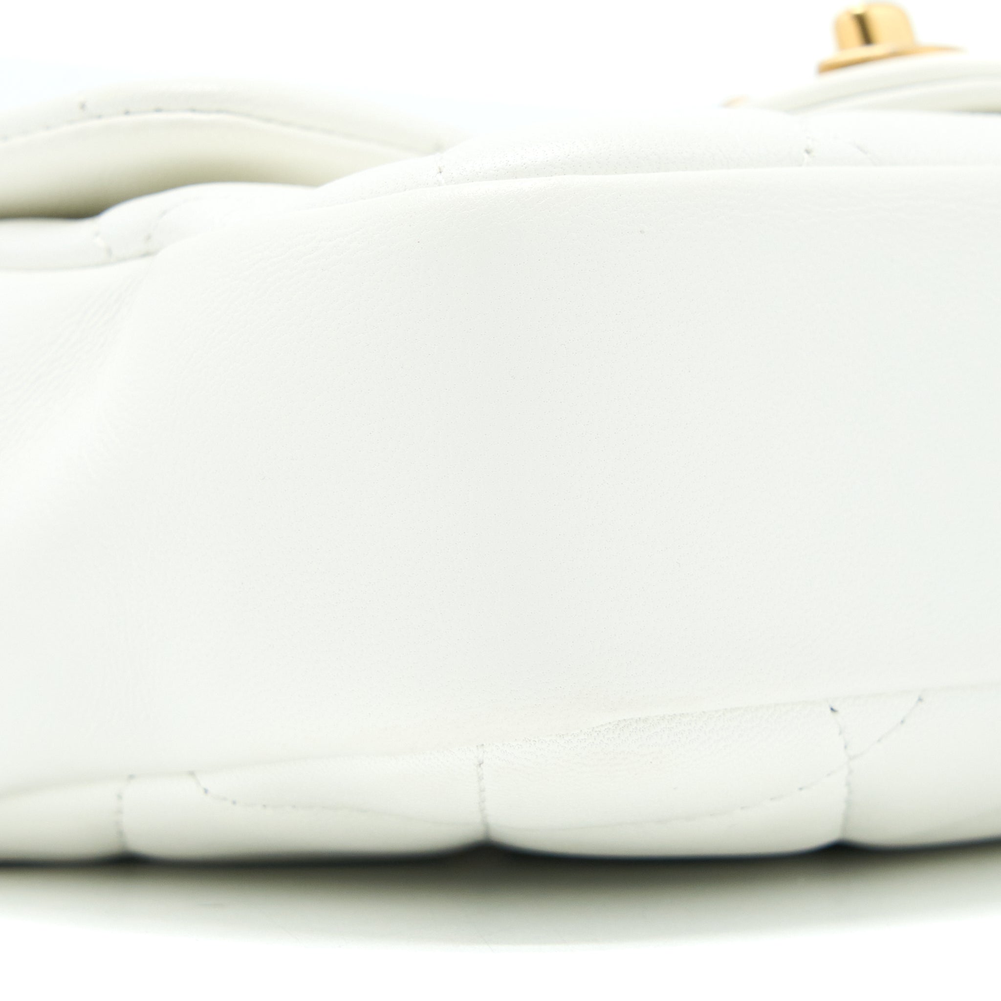 Chanel Circular Handle Quilted Flap Bag Lambskin White Brushed GHW - Image 14