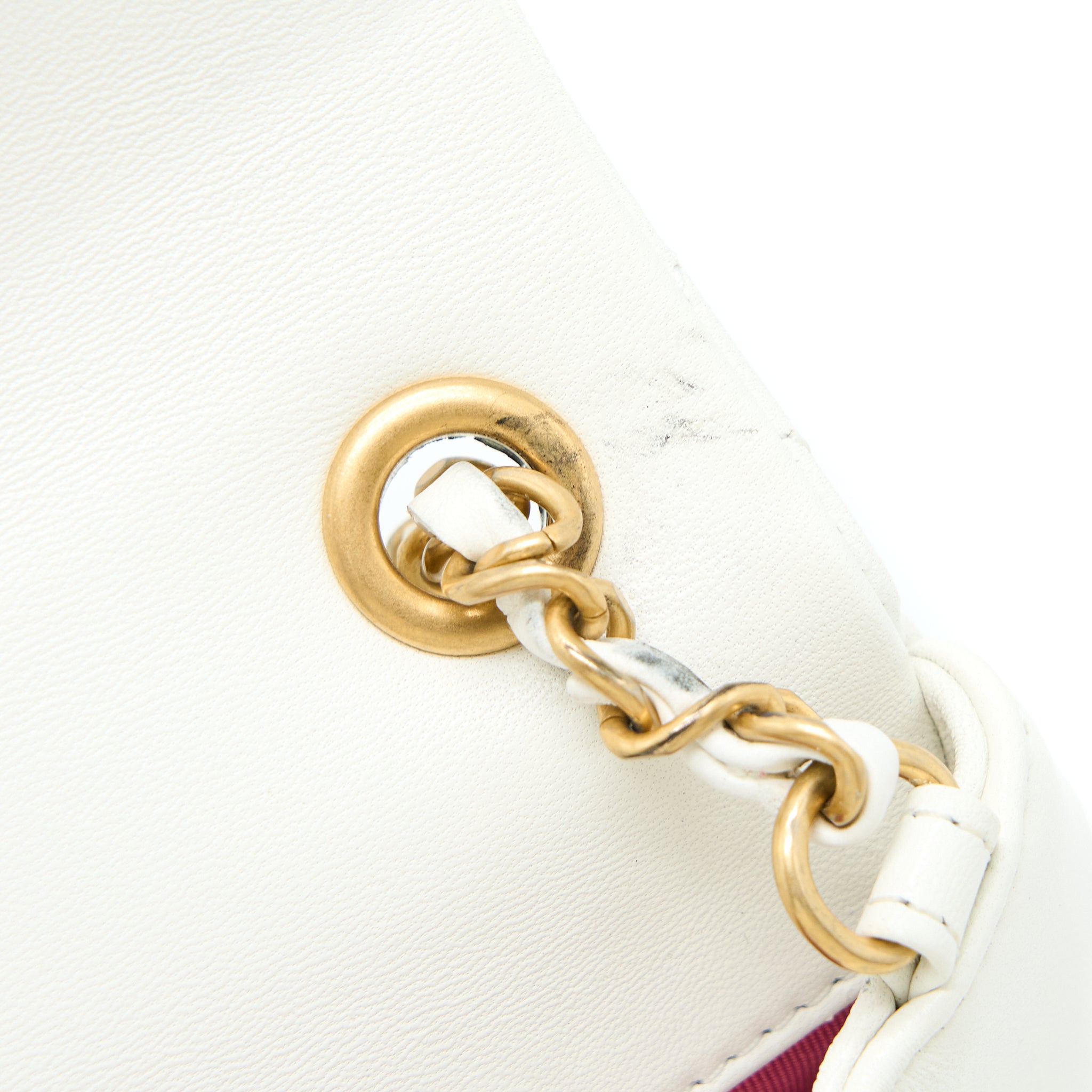 Chanel Circular Handle Quilted Flap Bag Lambskin White Brushed GHW - Image 9