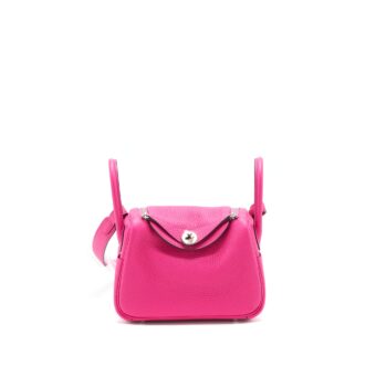 Hermes Mini Lindy Rose Shocking SHW Stamp Z