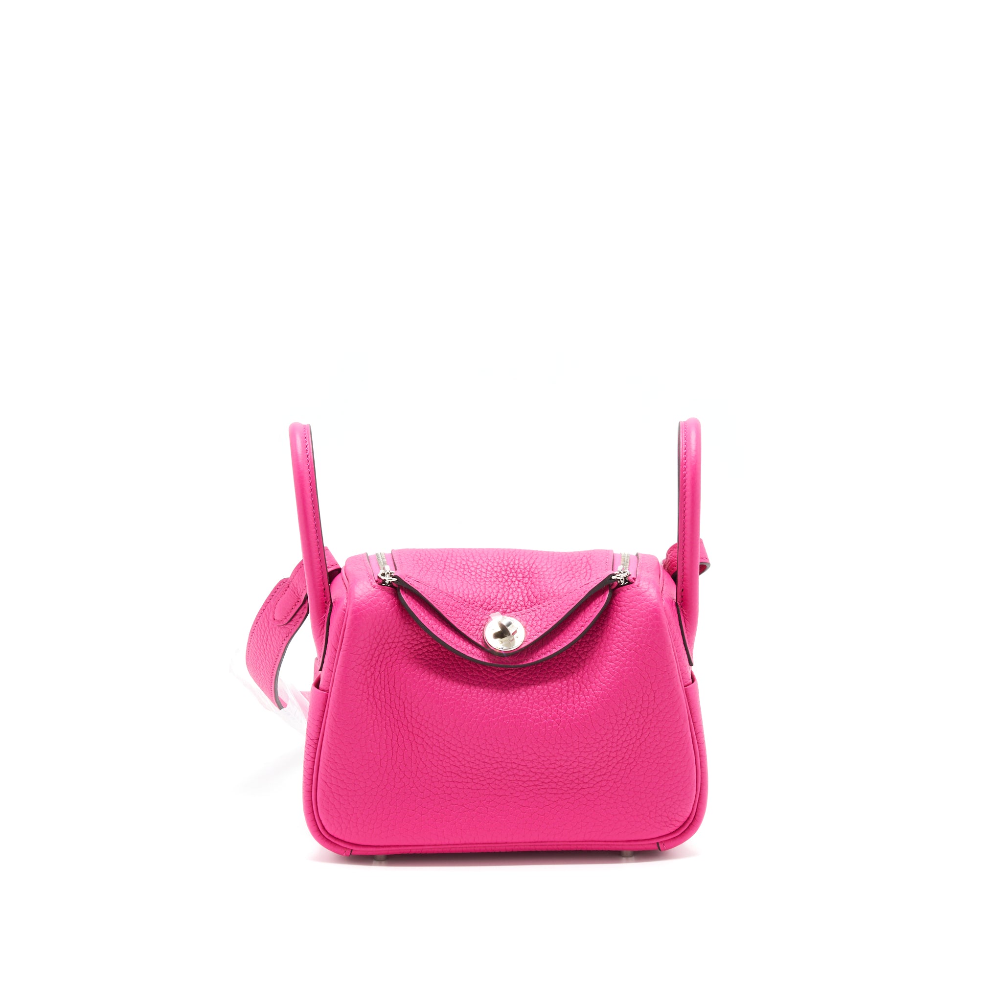 Hermes Mini Lindy Rose Shocking SHW Stamp Z