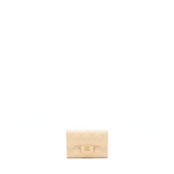 Chanel Classic Mini Flap Cardholder Caviar Beige GHW
