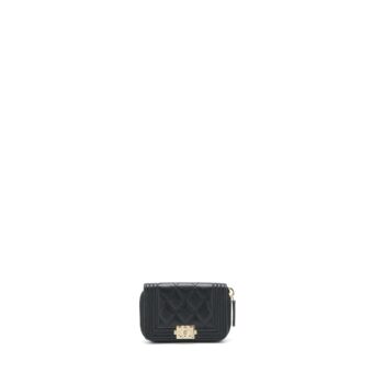 Chanel Classic Boy Zip Cardholder Caviar Black LGHW