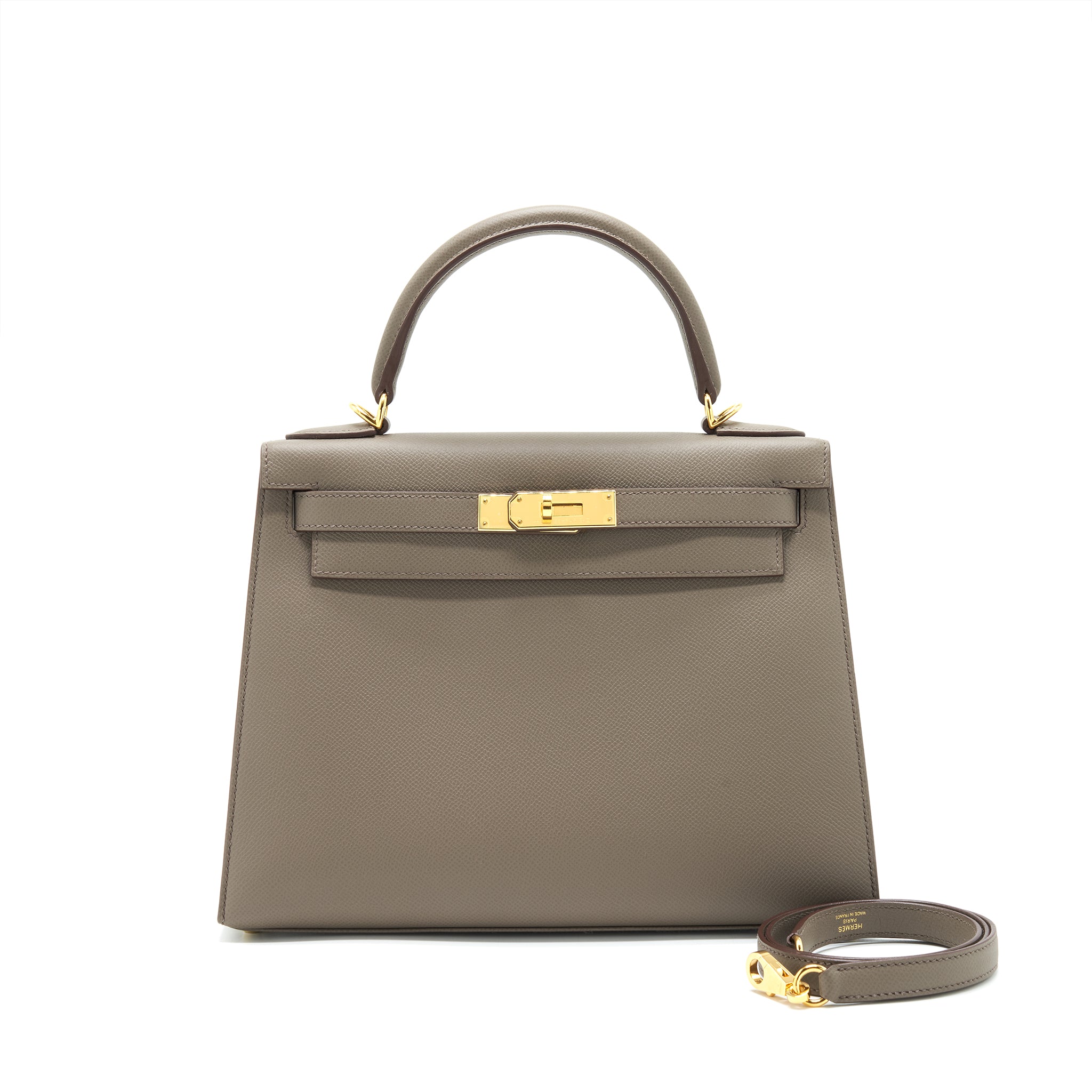 Hermes Kelly 28 Epsom Leather 8F Etain GHW Stamp D
