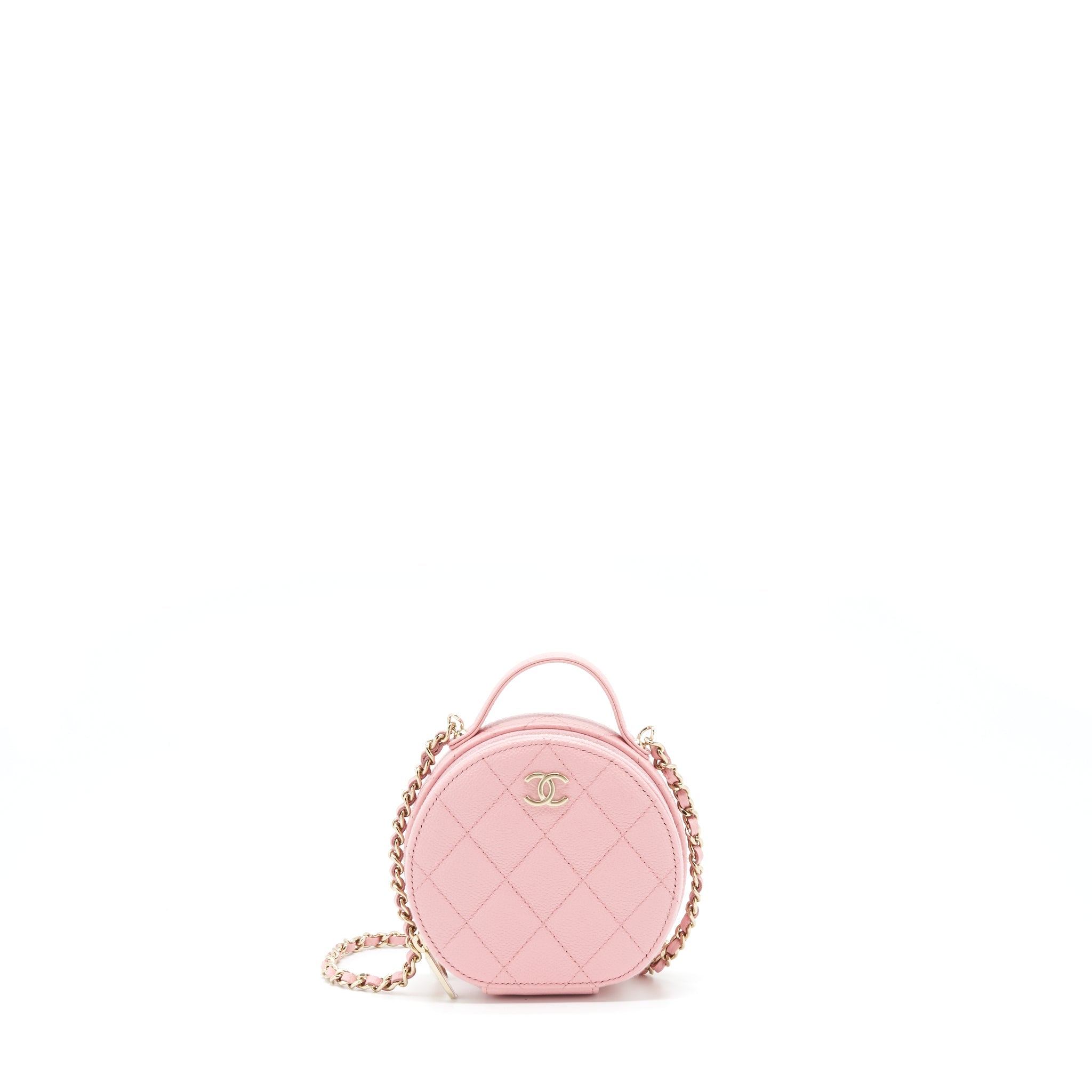 Chanel 22C Mini Round Purse Vanity Caviar Light Pink LGHW