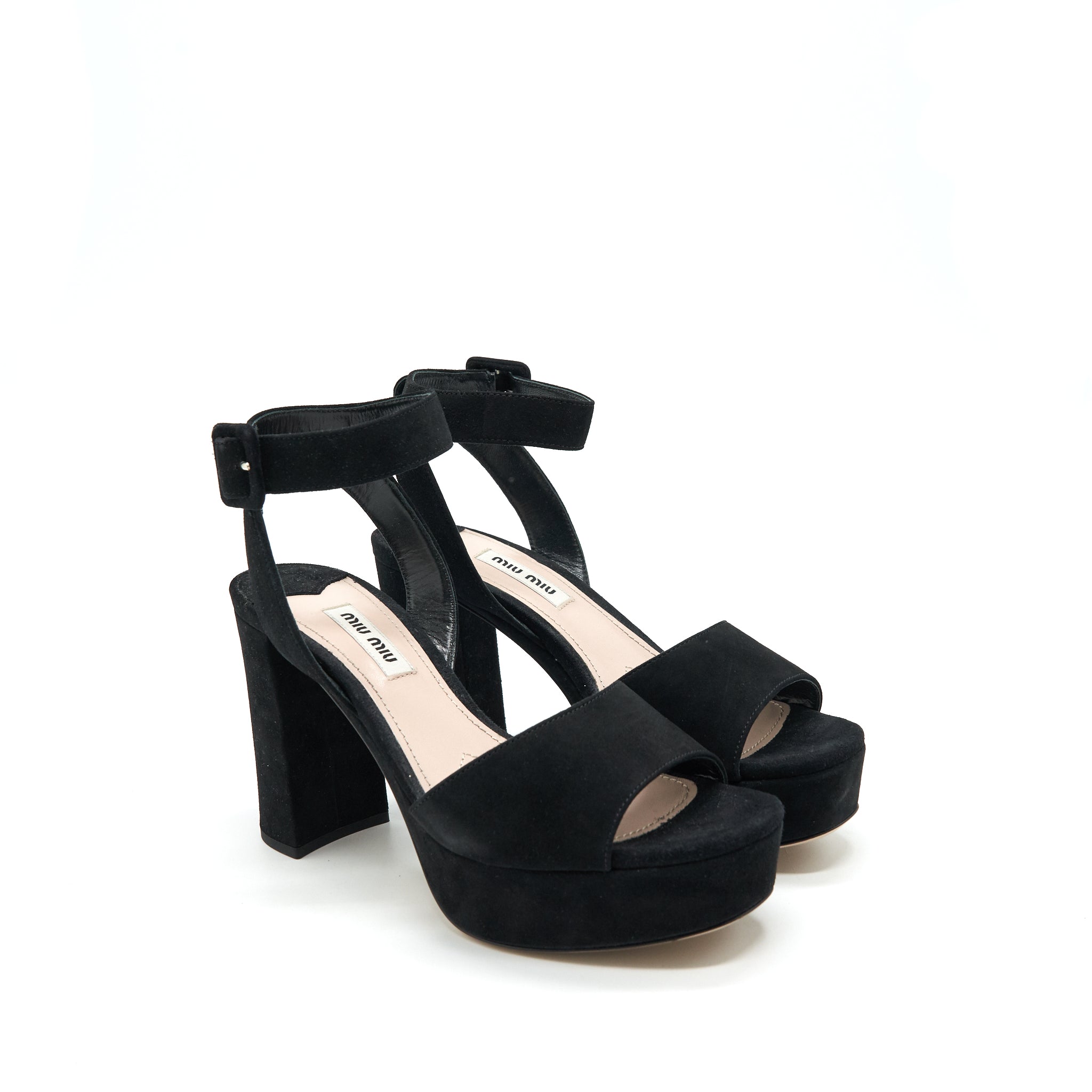 Miumiu size36 suede Leather high Heel Sandal black