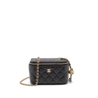 Chanel 23C Pearl Crush Long Vanity Lambskin Black Brushed GHW (Microchip)