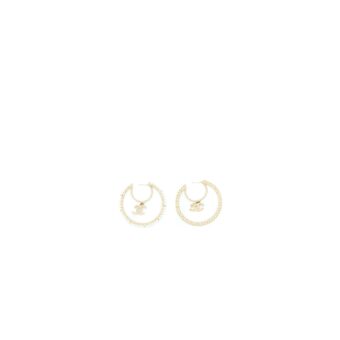 Chanel Giant Pearl Circle Earrings Pearl/Crystal Light Gold Tone