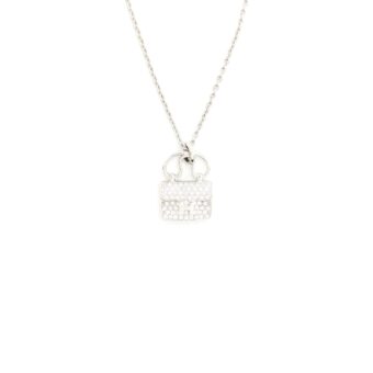 Hermes Amuelette Pendant, small modal white gold set with diamonds