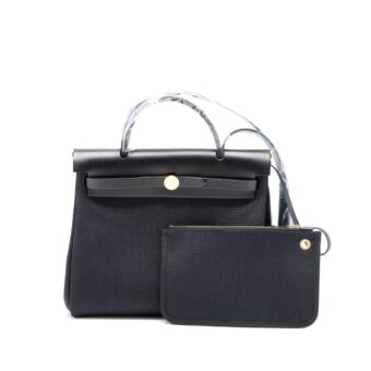 Hermes Herbag Zip 31 Bag Canvas/Hunter Black GHW Stamp U