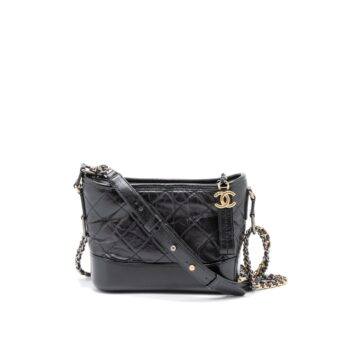 Chanel Small Gabrielle Hobo Bag Aged Calfskin Black Multicolour Hardware