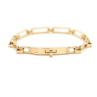 Hermes SIZE SH Kelly Chain Bracelet, Small Model yellow Gold with diamonds