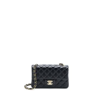 Chanel Classic Mini Rectangular Flap Bag Lambskin Black LGHW (Microchip)