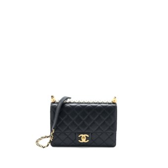 Chanel 20C Pearl Flap Bag Goatskin Black GHW