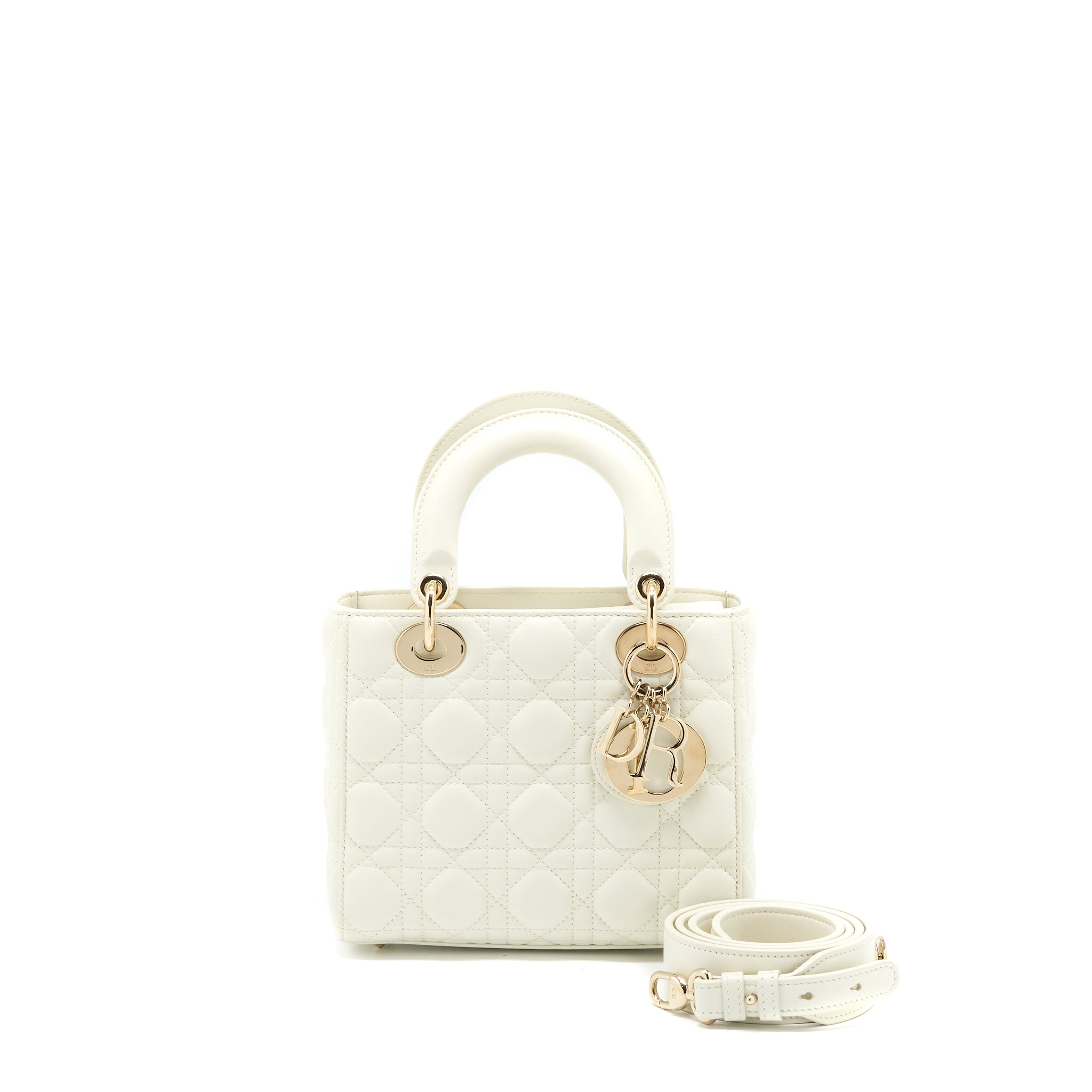 Dior Small Lady Dior My ABCDior Bag Lambskin White LGHW