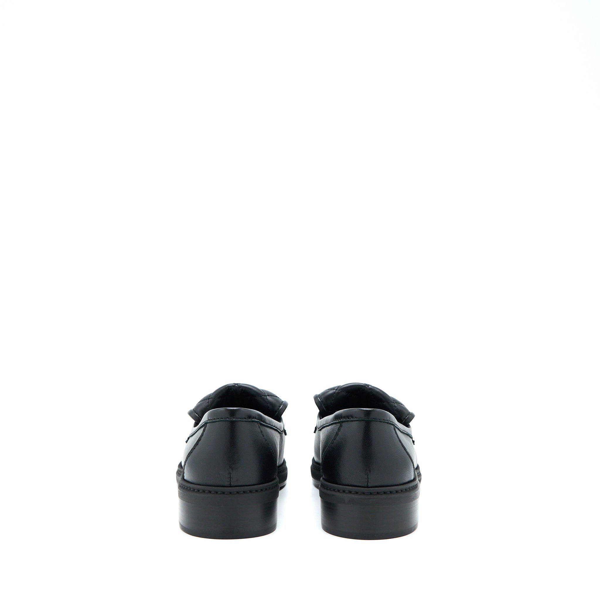 Chanel Size 37.5 Turnlock Loafers Quilted Leather Black LGHW - Image 4