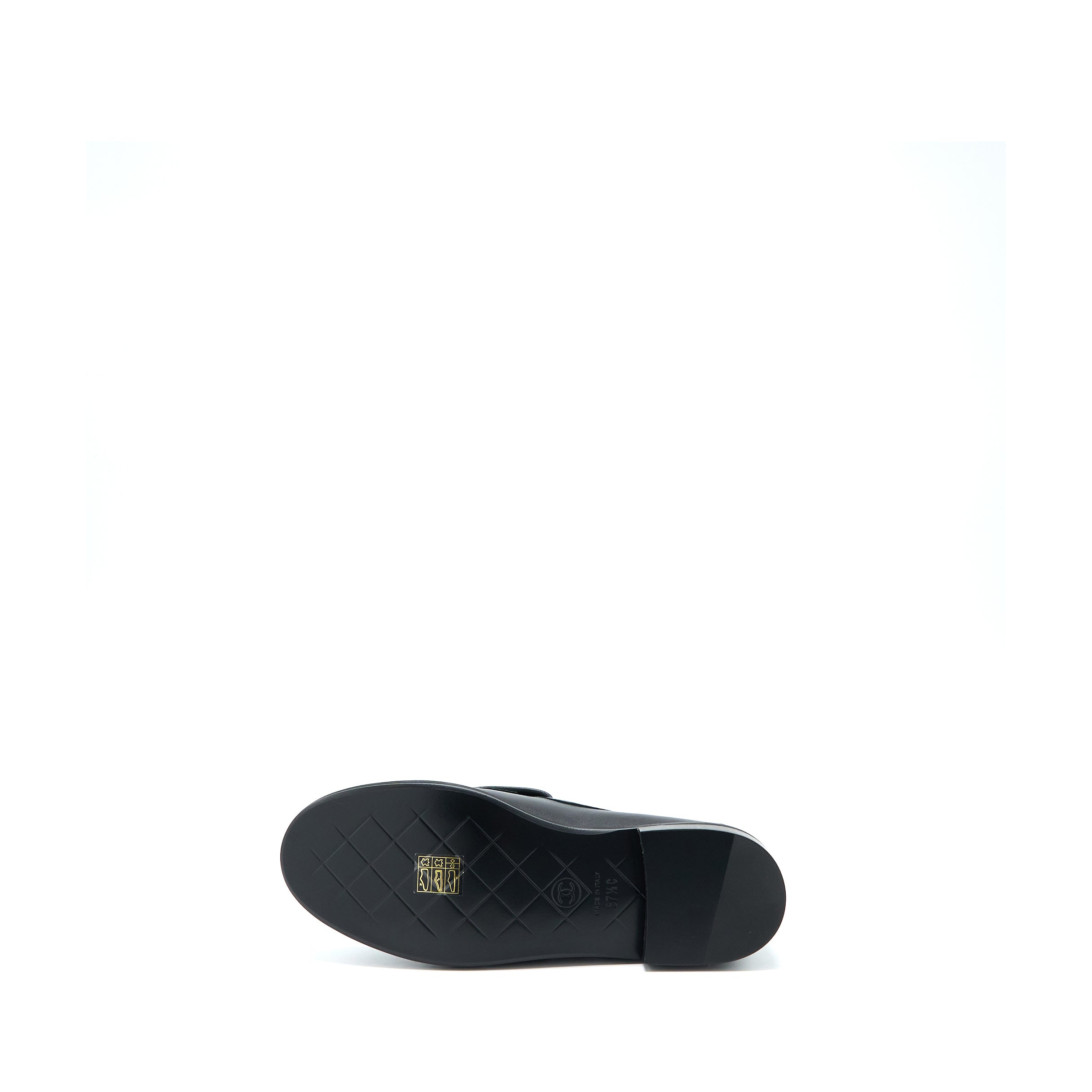 Chanel Size 37.5 Turnlock Loafers Quilted Leather Black LGHW - Image 6