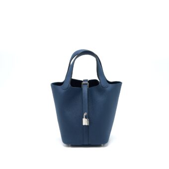 Hermes Picotin 18 Lock Bag Clemence 7P Bleu de Prusse SHW Stamp U