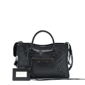 Balenciaga Small Classic City Crossbody Bag black with Logo print strap