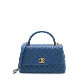 Chanel Medium Coco Handle Flap Bag Caviar Blue GHW