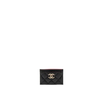 Chanel 23P Quilted CC Logo Card Holder Caviar Black LGHW (Microchip)