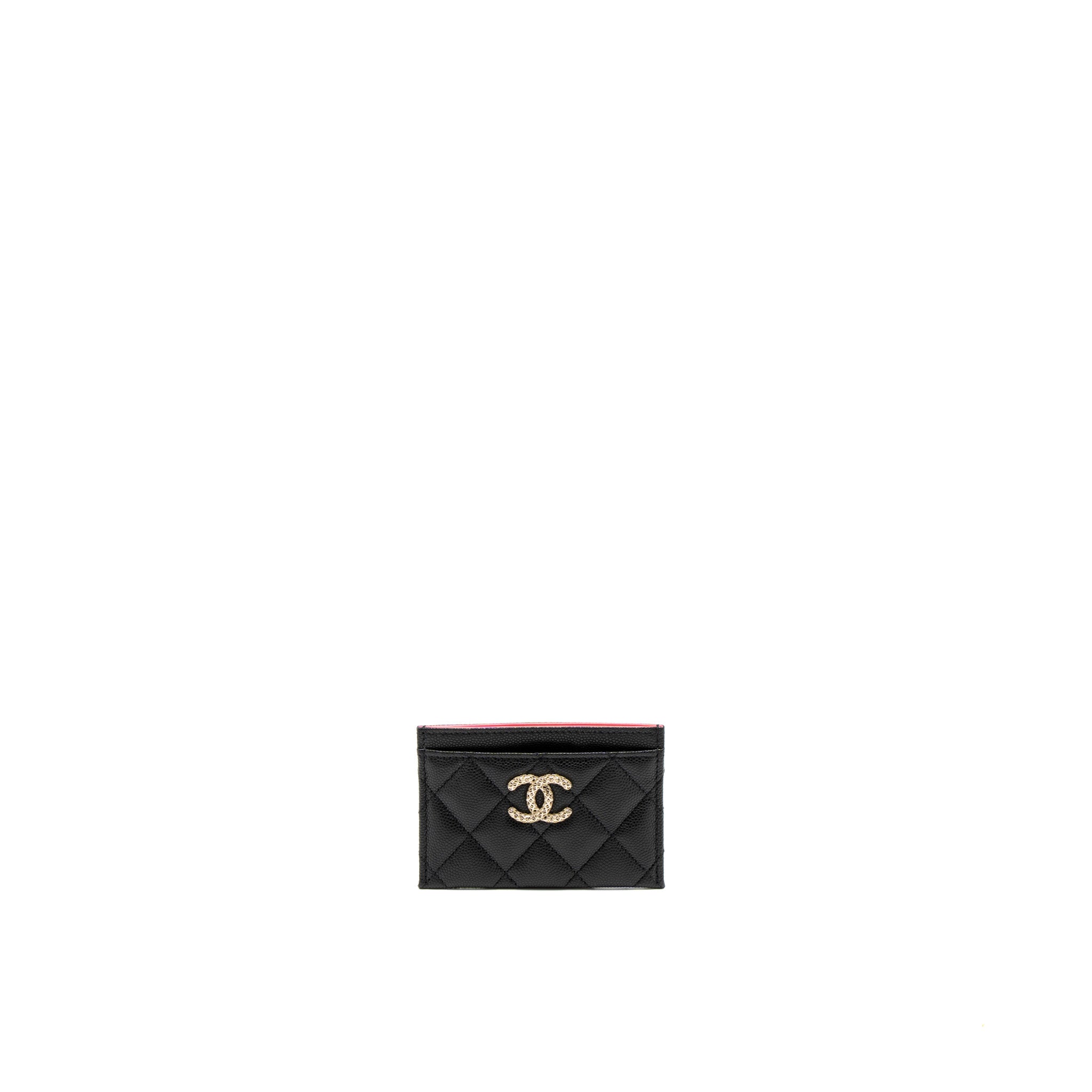 Chanel 23P Quilted CC Logo Card Holder Caviar Black LGHW (Microchip)