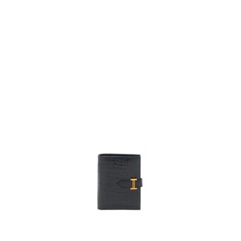 Hermes Bearn Wallet Shiny Alligator Black GHW Stamp C