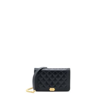 Chanel Boy Wallet on Chain Lambskin Black Brushed GHW