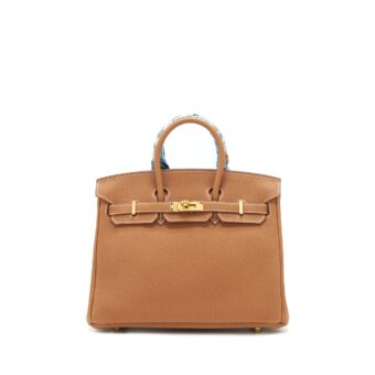 Hermes Birkin 25 Togo Gold GHW Stamp D With Extra Twilly