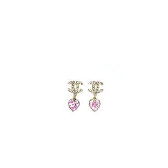 Chanel 22B Heart Drop/Pearl Earrings Light Gold Tone