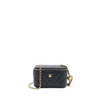 Chanel Pearl Crush Long Vanity Lambskin Black GHW (Microchip)