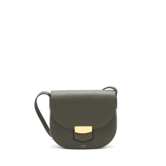 Celine Small Trotteur bag grained calfskin Olive green GHW