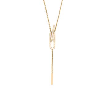 Hermes Ever Chaine D’ancre Lariat Necklace Rose Gold With Diamonds