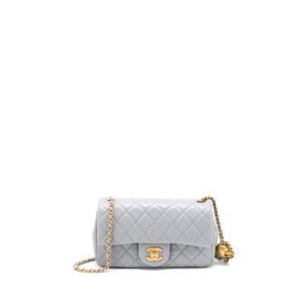 Chanel Pearl Crush Mini Rectangular Flap Bag Lambskin Light Grey Brushed GHW (Microchip)