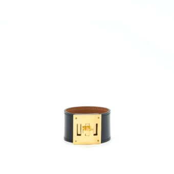 Hermes Size ST Kelly Dog Bracelet Black GHW