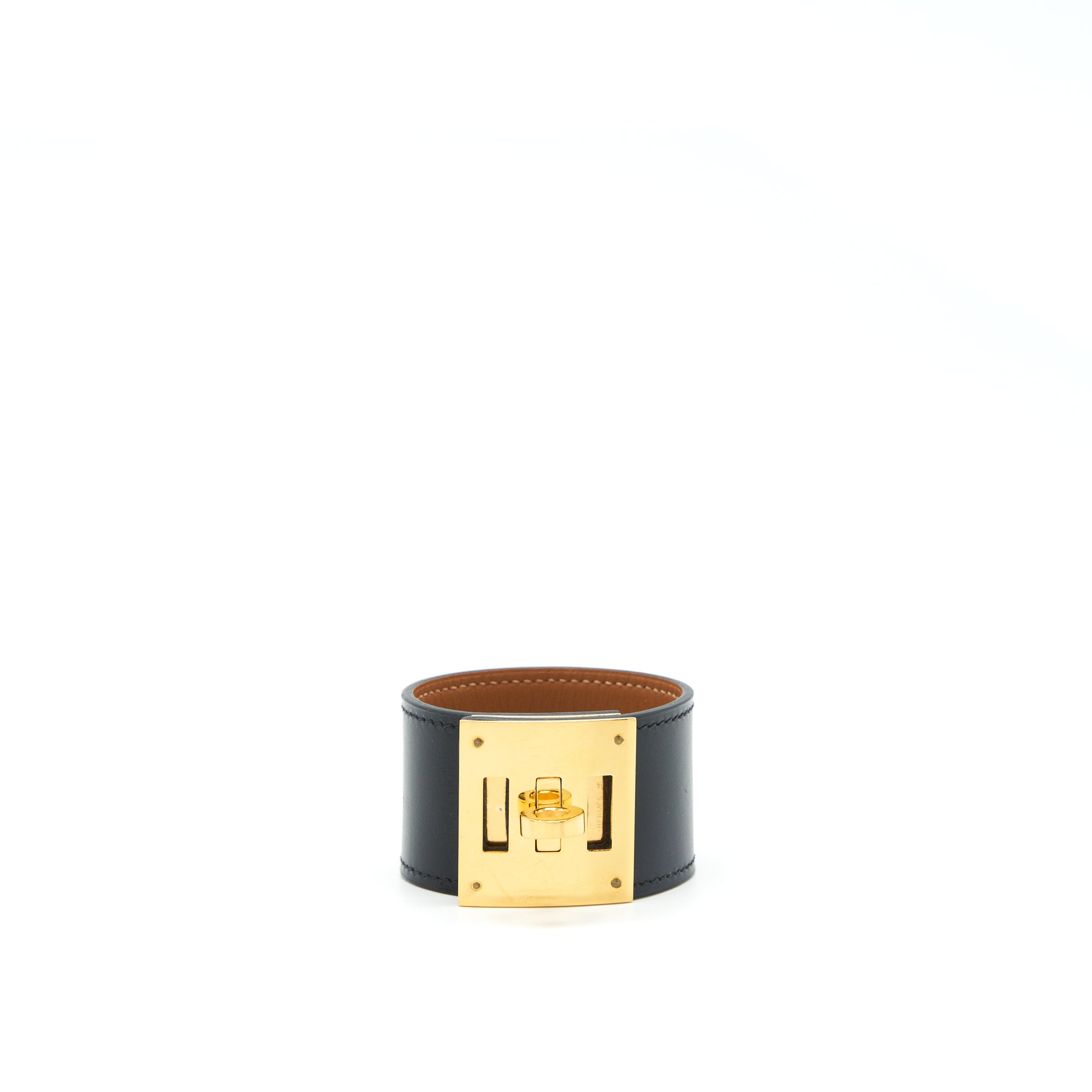 Hermes Size ST Kelly Dog Bracelet Black GHW
