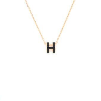Hermes Mini Pop H Pendant Black RGHW