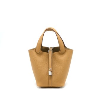 Hermes Picotin 18 Lock Bag Clemence 4b Biscuit SHW Stamp U