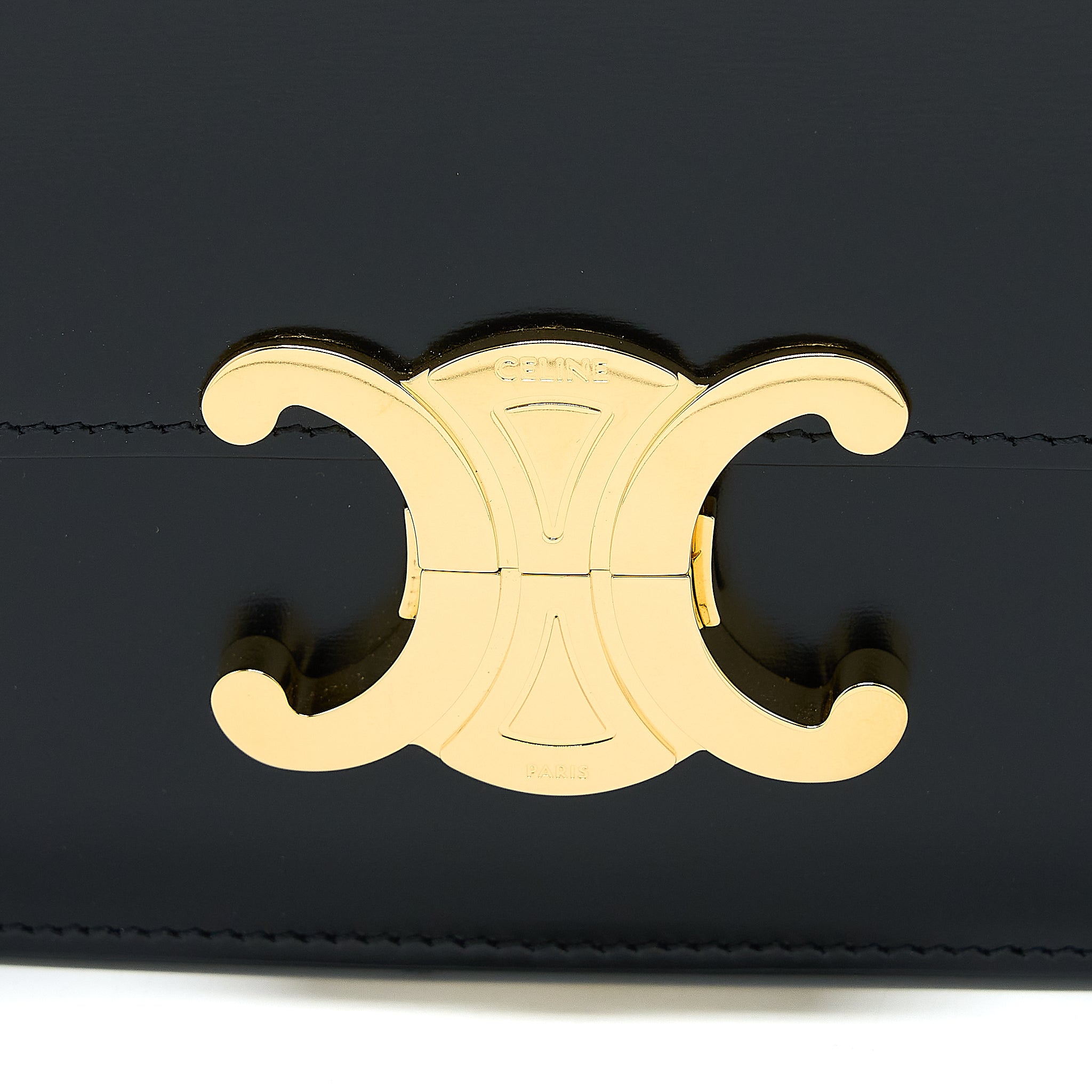 Celine Teen Triomphe Shoulder Bag Calfskin Black GHW - Image 6