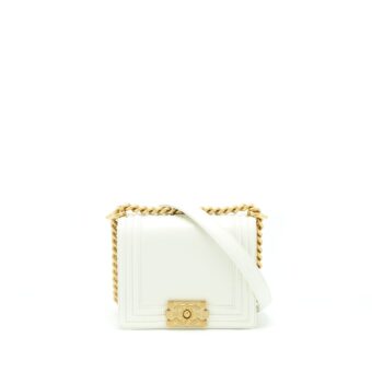 Chanel Mini Boy Handbag Calfskin White GHW (Microchip)