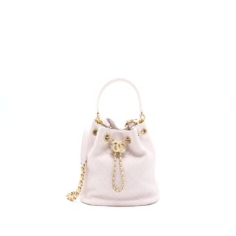 Chanel Drawstring Bucket Bag Lambskin Light Pink GHW