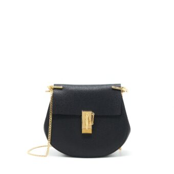 Chloe Drew Shoulder Bag grained calfskin Black GHW