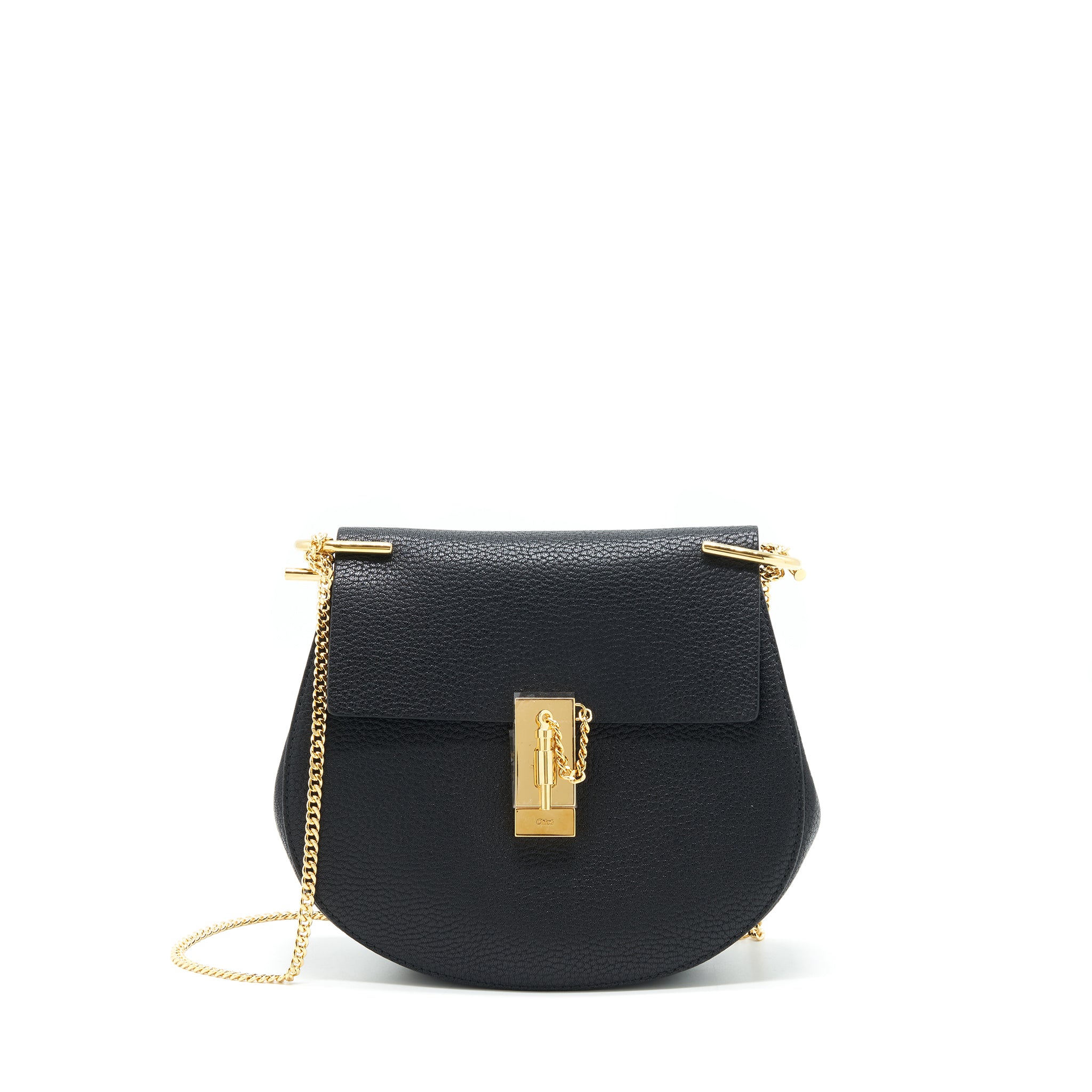Chloe Drew Shoulder Bag grained calfskin Black GHW