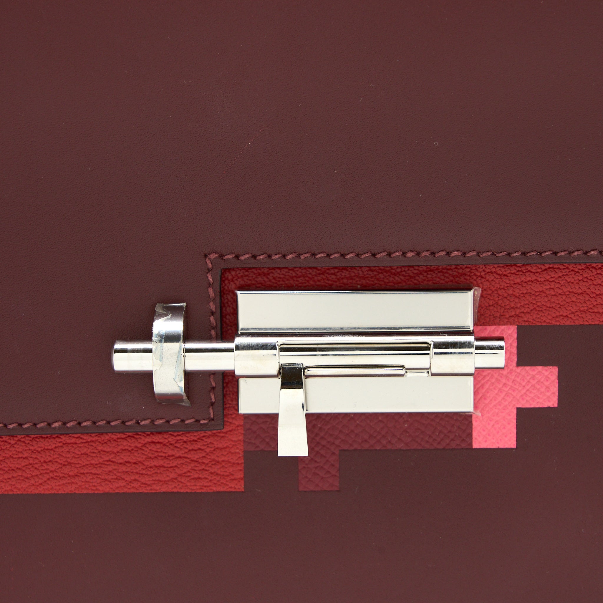 Hermes Verrou 23 Somber/Mysore/Epsom Rouge H/Rose Azalee/Multicolour SHW Stamp D - Image 6