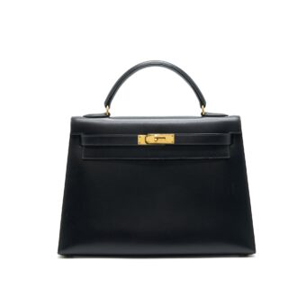 Hermes vintage Kelly 32 Box leather Black GHW (Strap missing)