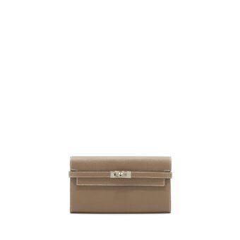 Hermes Classic Kelly Long Wallet Epsom Etoupe SHW Stamp C