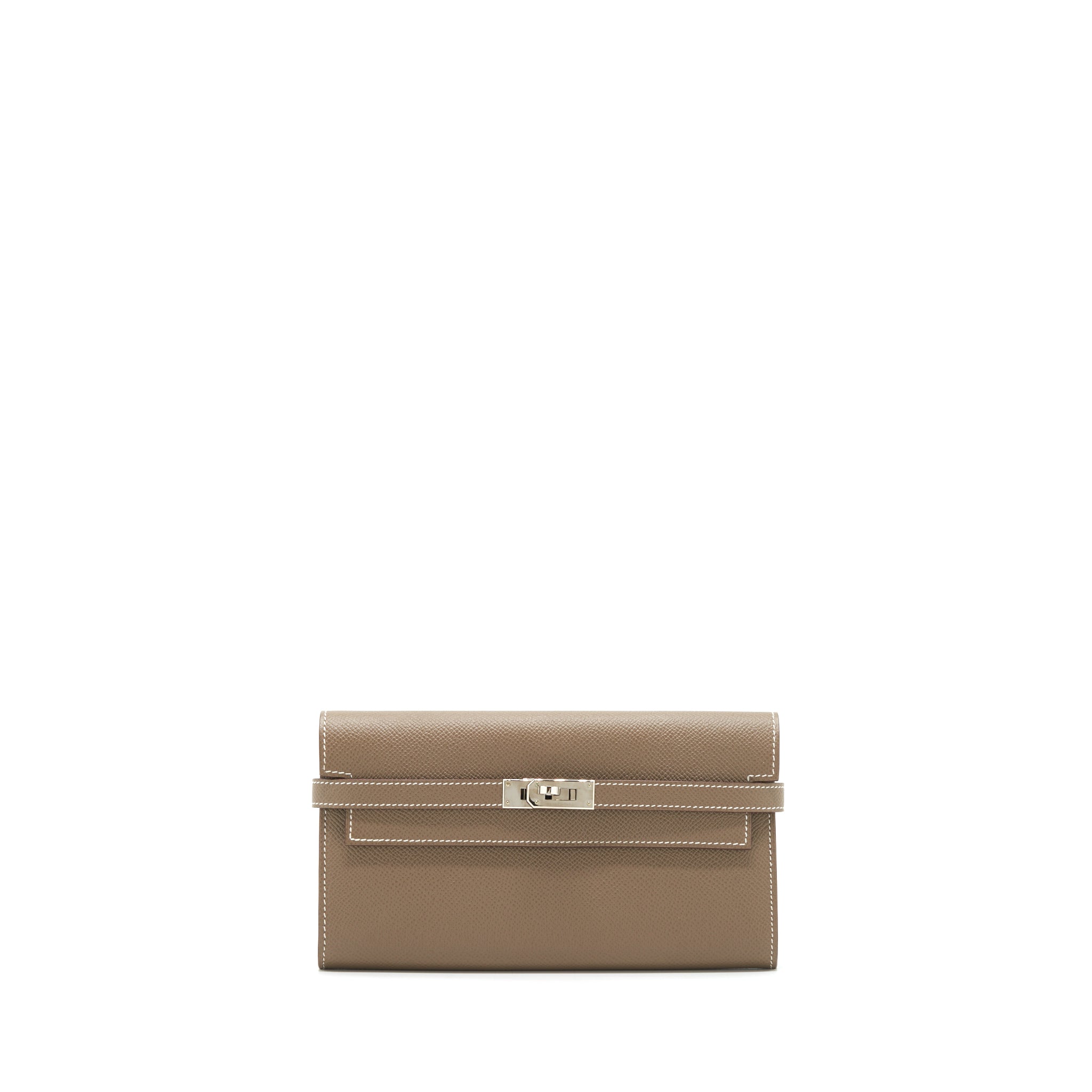 Hermes Classic Kelly Long Wallet Epsom Etoupe SHW Stamp C