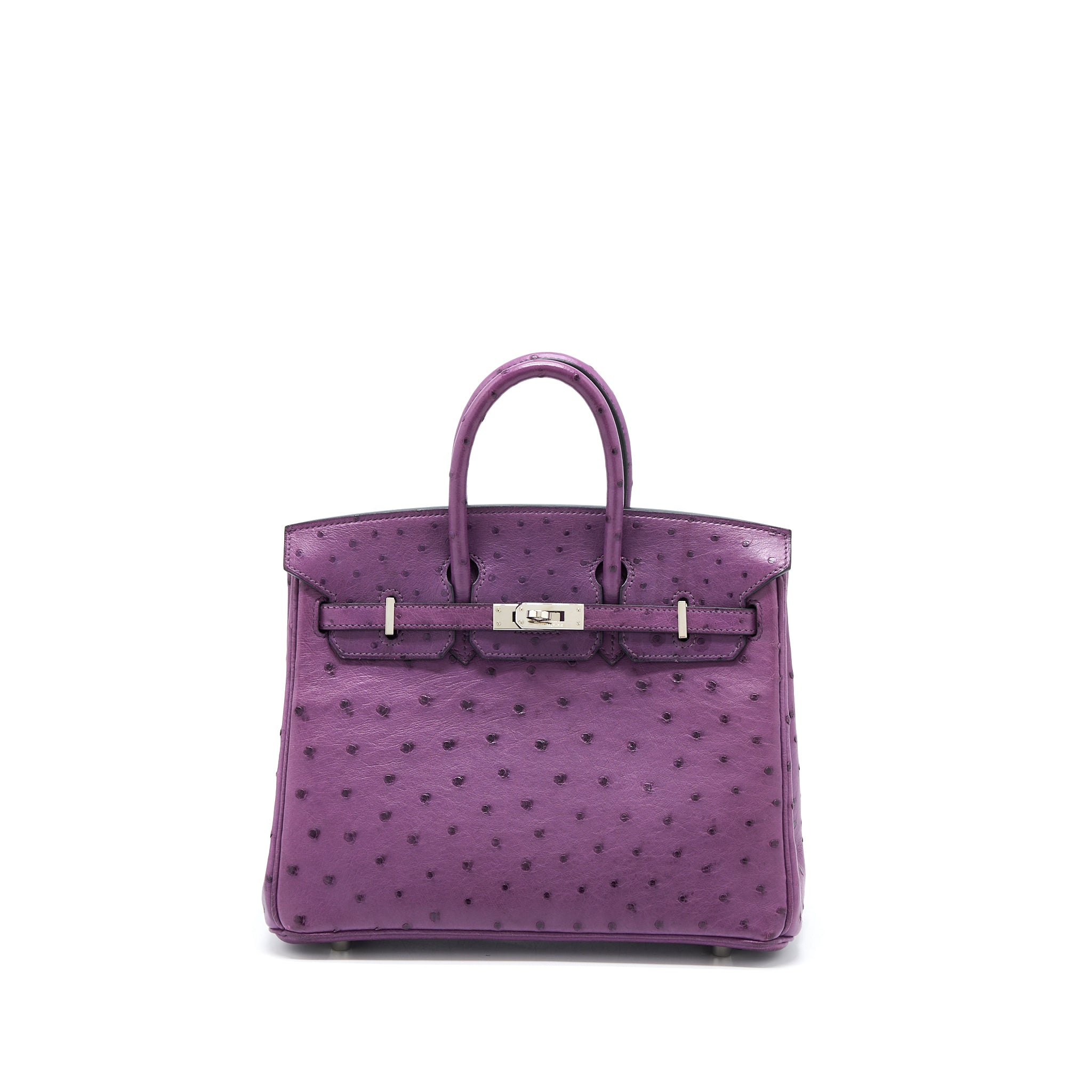 Hermes Birkin 25 Ostrich Violine SHW Stamp Square Q