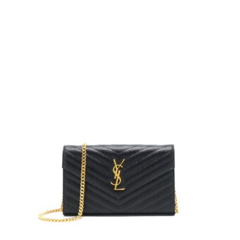Saint laurent Envelope Chain Crossbody Bag Grained CalfSkin black GHW