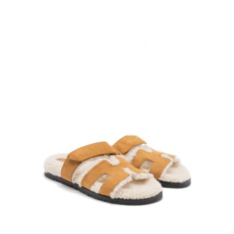 Hermes Size 37 Chypre Sandal Beige Doreen/Ecru