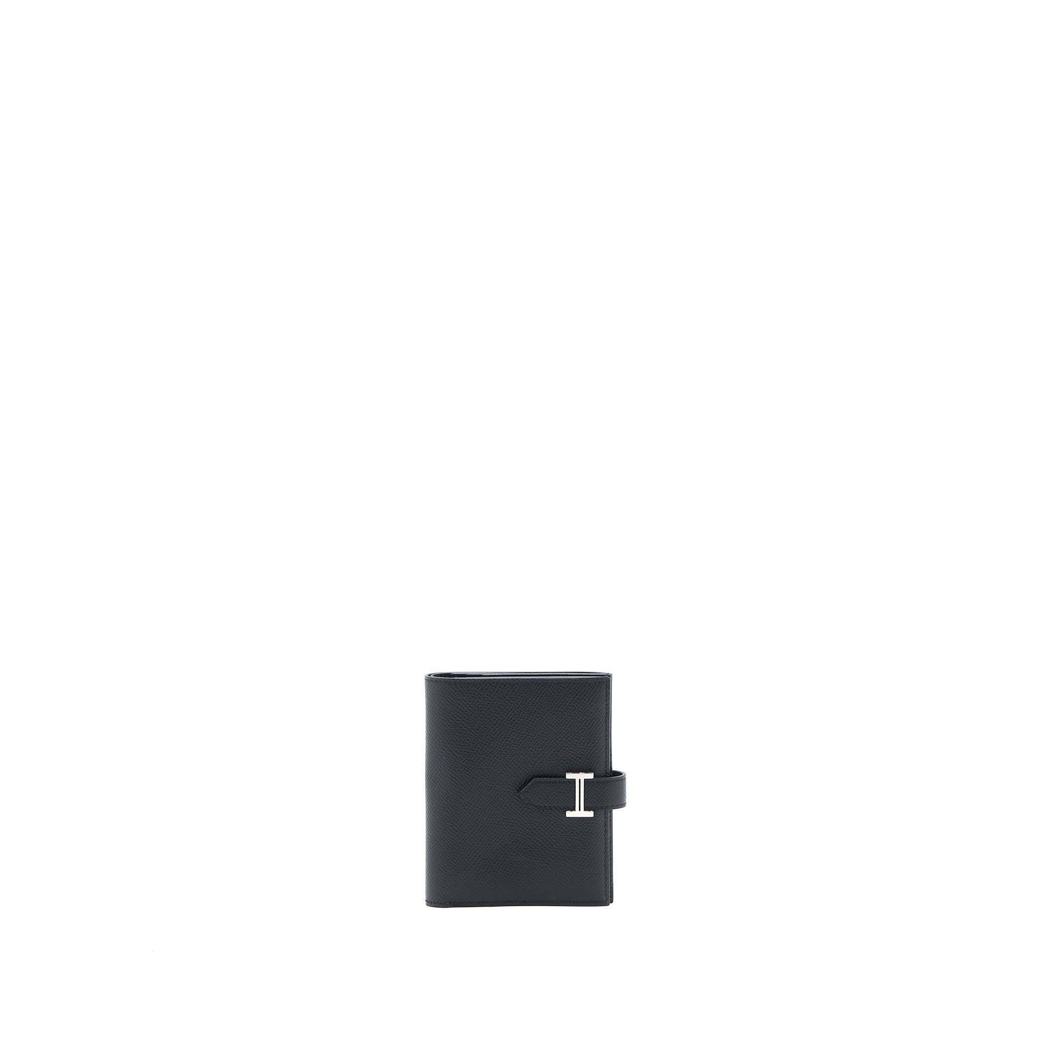 Hermes Bearn Compact Wallet Epsom Black SHW Stamp Y